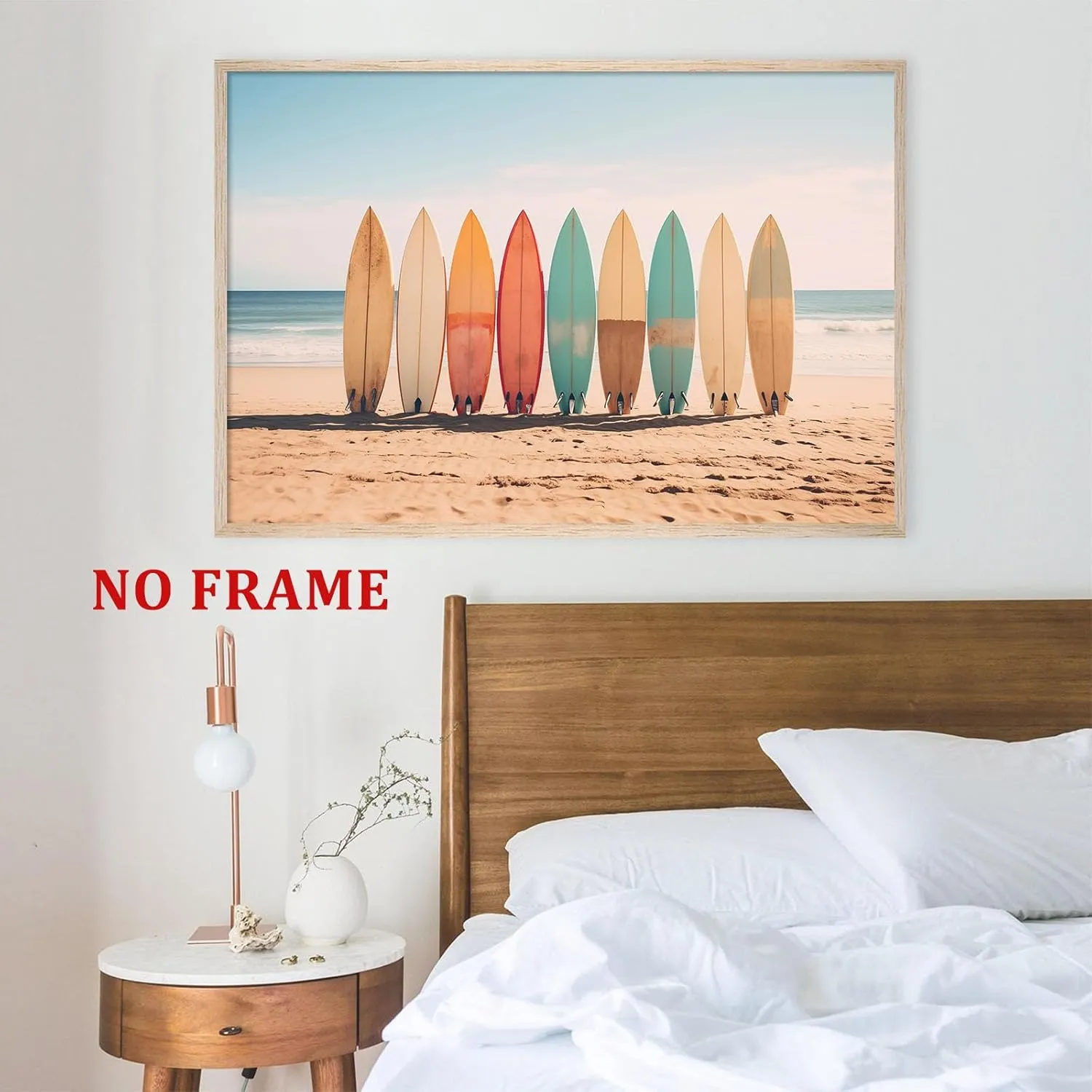 Surfboard Canvas Beach Themed Artwork Surfing Summer Pictures Beach Landscape Print Vintage Surfboard Wall Art Tropical Coastal Canvas Aesthetic Ocean Pictures Coastal Summer Wall Art 16x24in No Frame