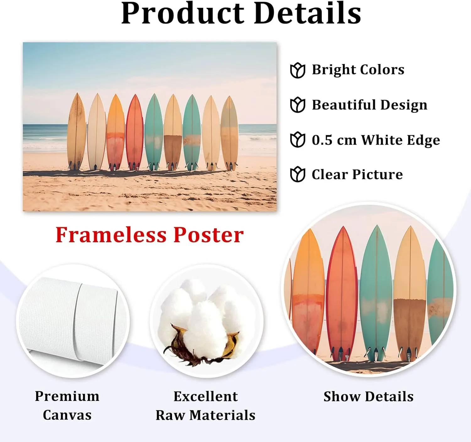 Surfboard Canvas Beach Themed Artwork Surfing Summer Pictures Beach Landscape Print Vintage Surfboard Wall Art Tropical Coastal Canvas Aesthetic Ocean Pictures Coastal Summer Wall Art 16x24in No Frame