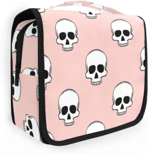 susiyo Hanging Travel Toiletry Bag Skulls Rose Quartz Cosmetic Makeup Bag Portable Cosmetic Pouch Waterproof Shower Bag Travel Organizer Case for Women Girls