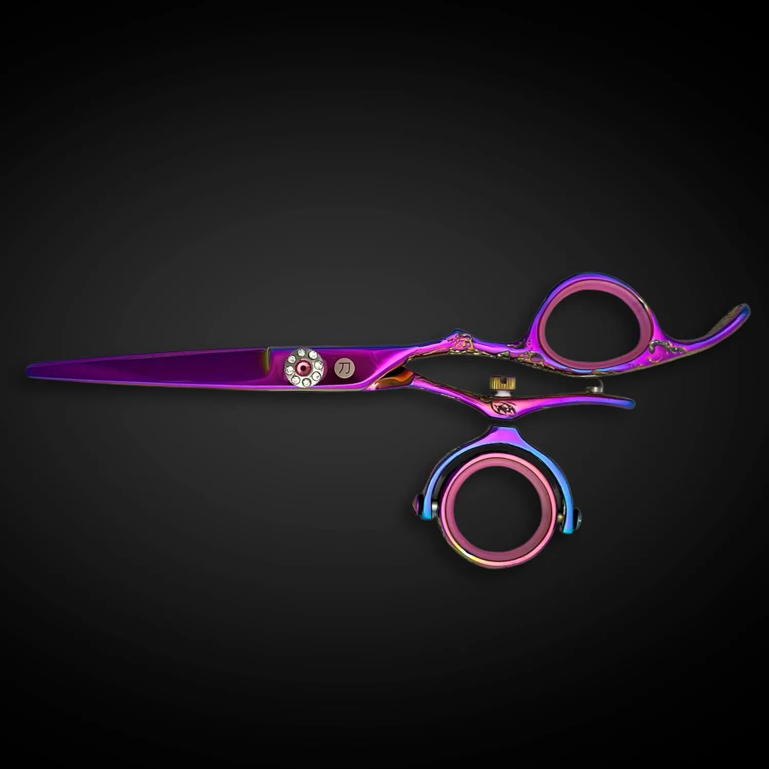 Swivel 5.5" Saki Kohana Pink Hair Shear Set (Swivel Cutting Shears, Swivel Thinning Shears, Razor, Case) - 440C Steel - For Professional Use