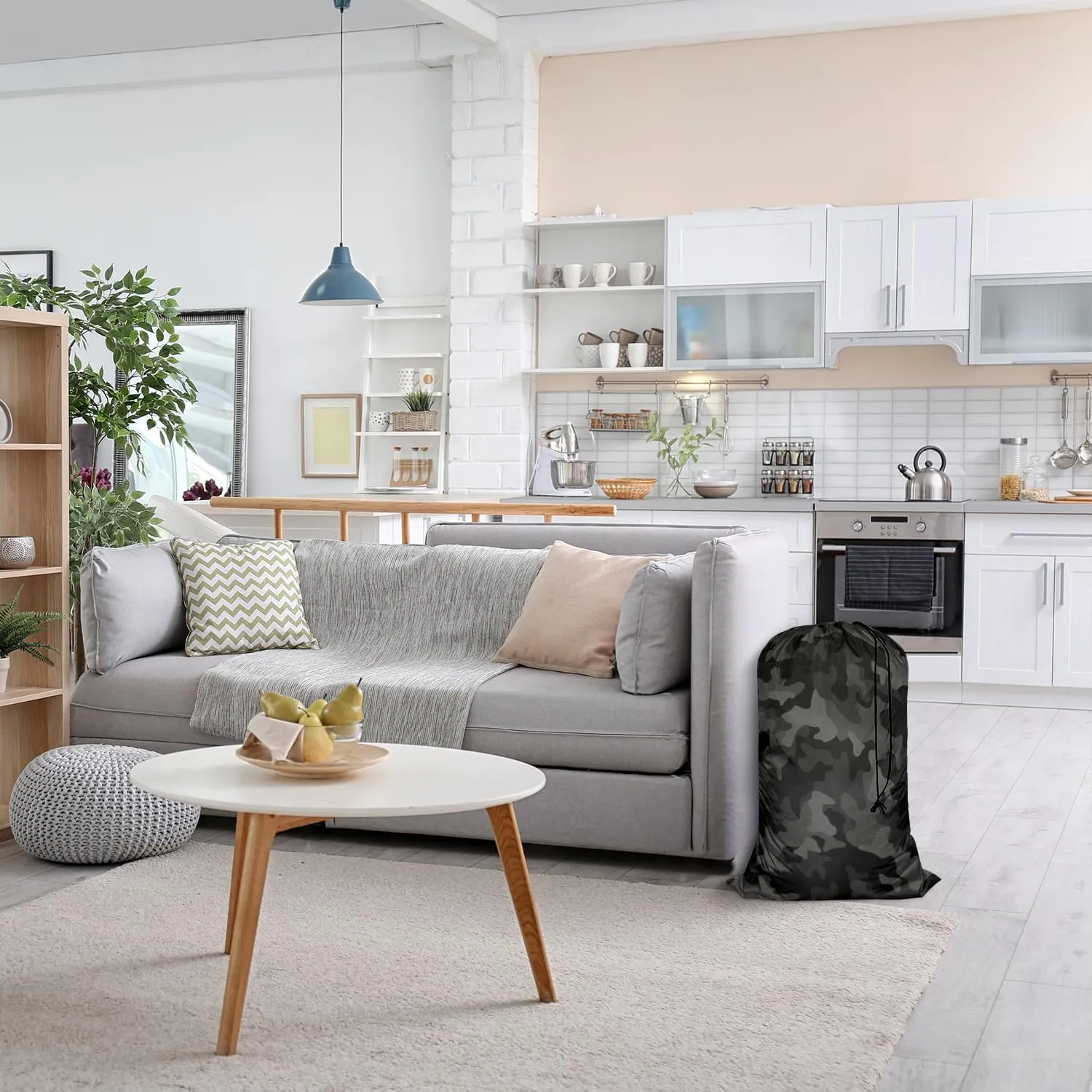 Swono Camouflage Pattern Extra Large Huge Heavy Duty Polyester Laundry Storage Bag with Drawstring, Modern Military Camo Jungle Woodland Machine Washable