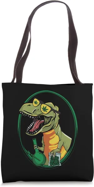 T-Rex Marijuana Grow Weed Smoke Pot Joints Bong Dinosaur Tote Bag