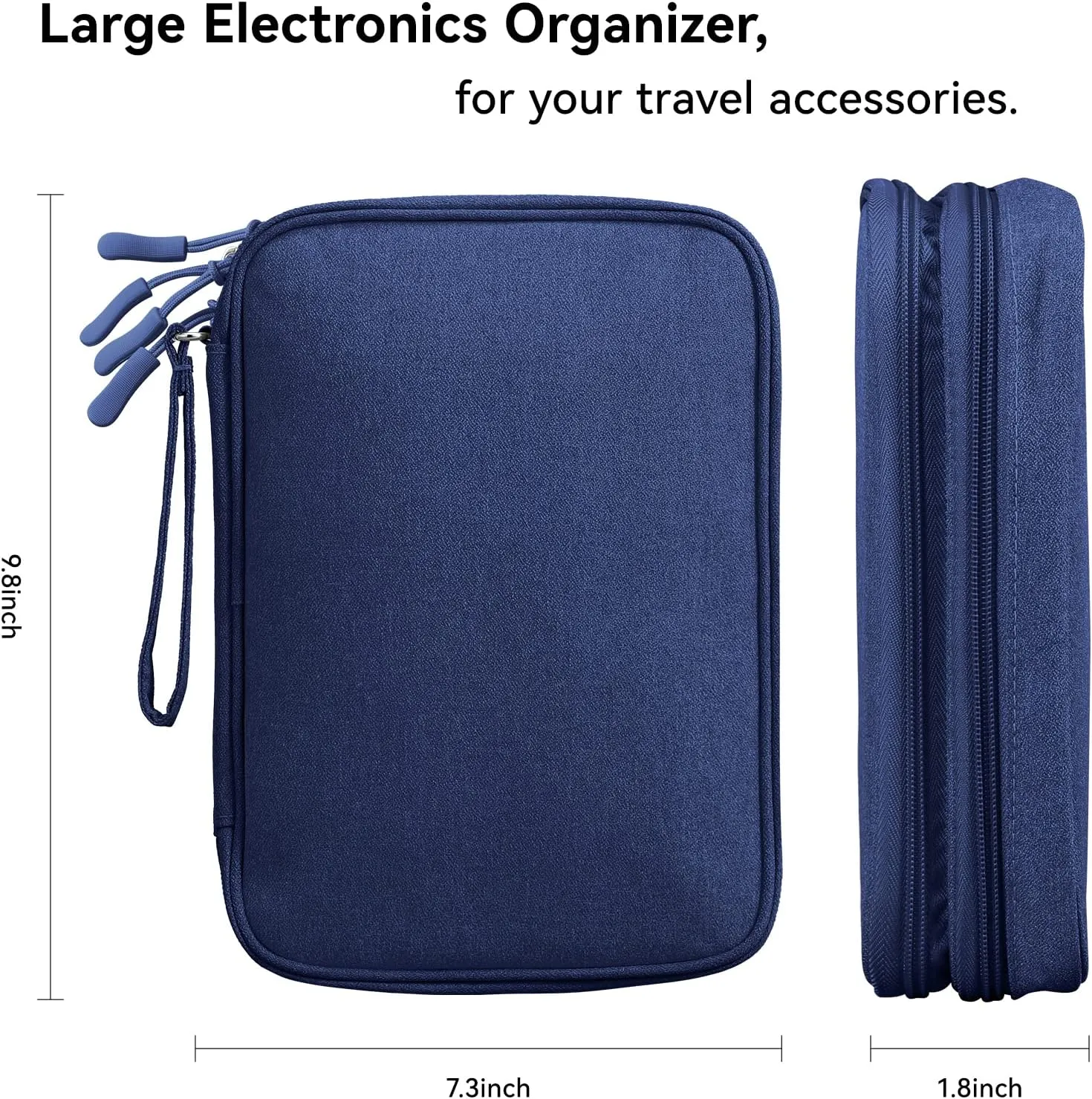 Tablet Accessories Case Bag, Travel Organizer Pouch for 7.9 Inch Tablet, Electronics Tech, Charge & Cords, Cables, 2 Layers (Large, Blue)