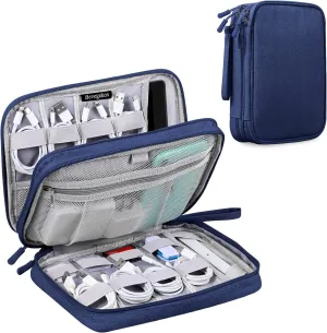 Tablet Accessories Case Bag, Travel Organizer Pouch for 7.9 Inch Tablet, Electronics Tech, Charge & Cords, Cables, 2 Layers (Large, Blue)