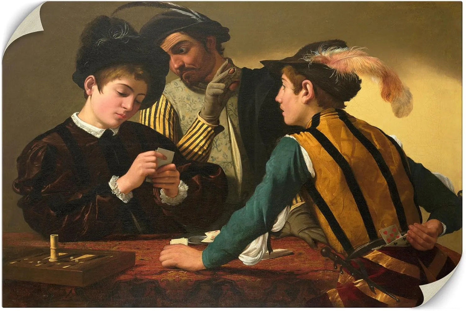 tabloshop Caravaggio The Cardsharps Baroque Wall Art Canvas Print Reproduction Famous Paintings Classic Home Decor Caravaggio Gift (Roll Canvas, 60x40cm)