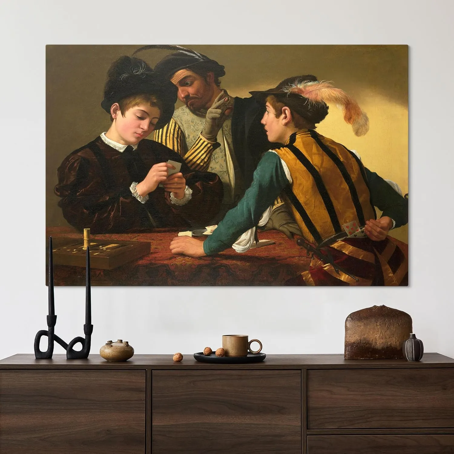 tabloshop Caravaggio The Cardsharps Baroque Wall Art Canvas Print Reproduction Famous Paintings Classic Home Decor Caravaggio Gift (Roll Canvas, 60x40cm)