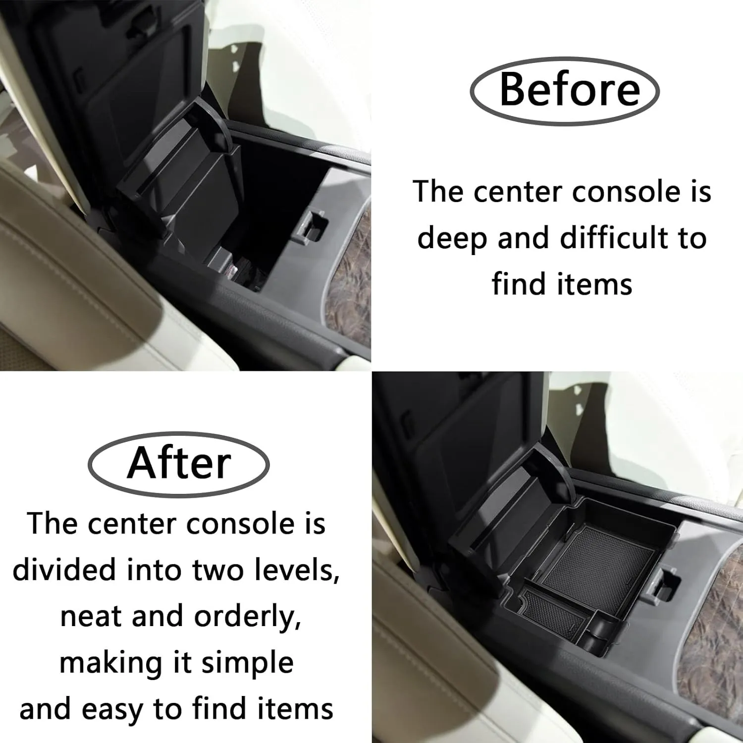 TACOBRO Center Console Organizer Compatible with 2024 2023 2022 2021 2020 2019 Acura RDX Accessories, RDX Armrest Insert Tray Interior Secondary Storage Box ABS Black,Black Trim, Not Fit 2025