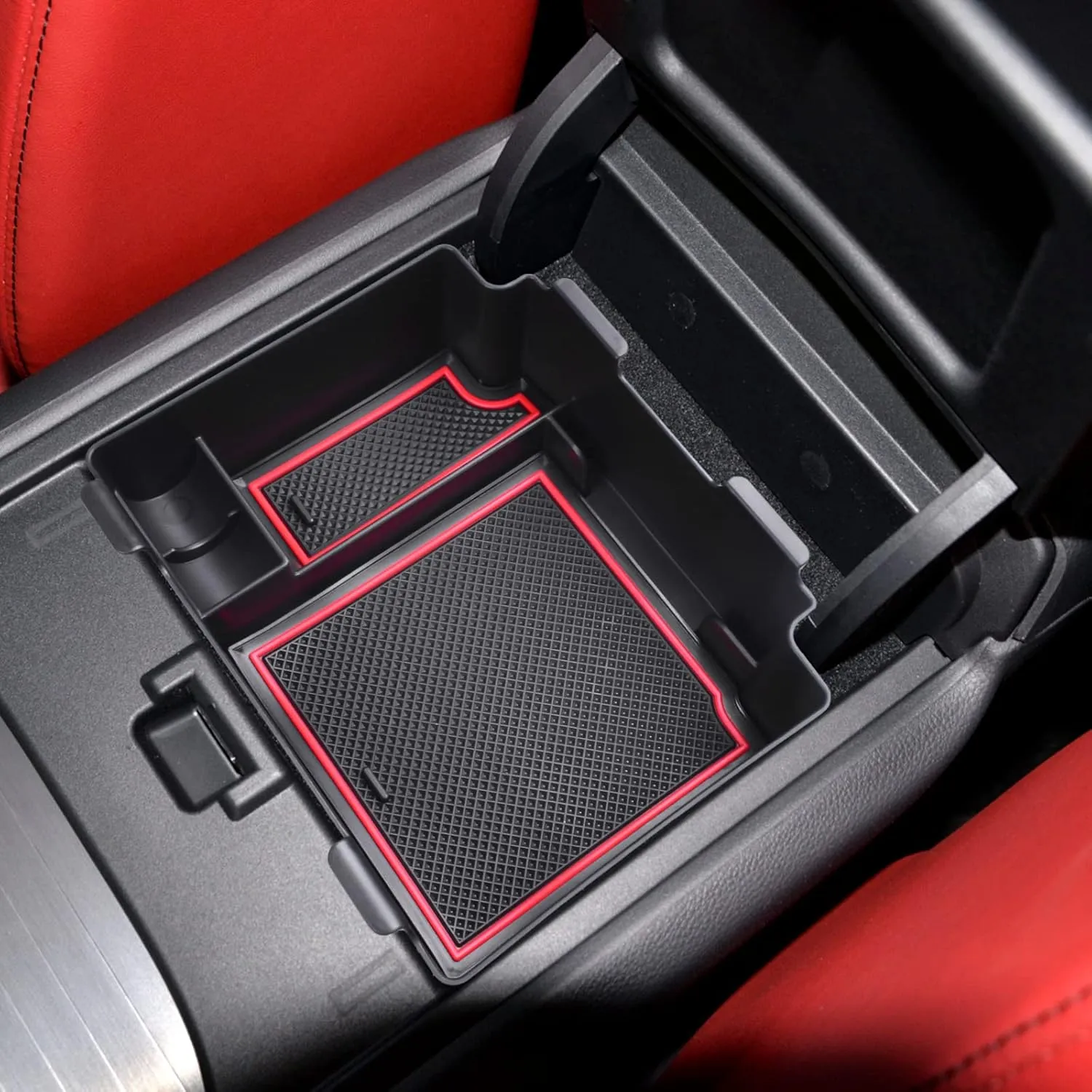 TACOBRO Center Console Organizer Compatible with 2024 2023 2022 2021 2020 2019 Acura RDX Accessories, RDX Armrest Insert Tray Interior Secondary Storage Box ABS,Red Trim, Not Fit 2025