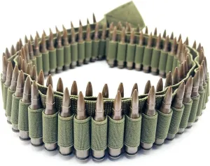 Tactical 100 Rounds 56" Rifle Pistol Bullet Cartridge Bandolier Ammo Belt Shell Holder Hunting Shooting for .357 7.62x39mm .38 .410 30-30 .270 9mm