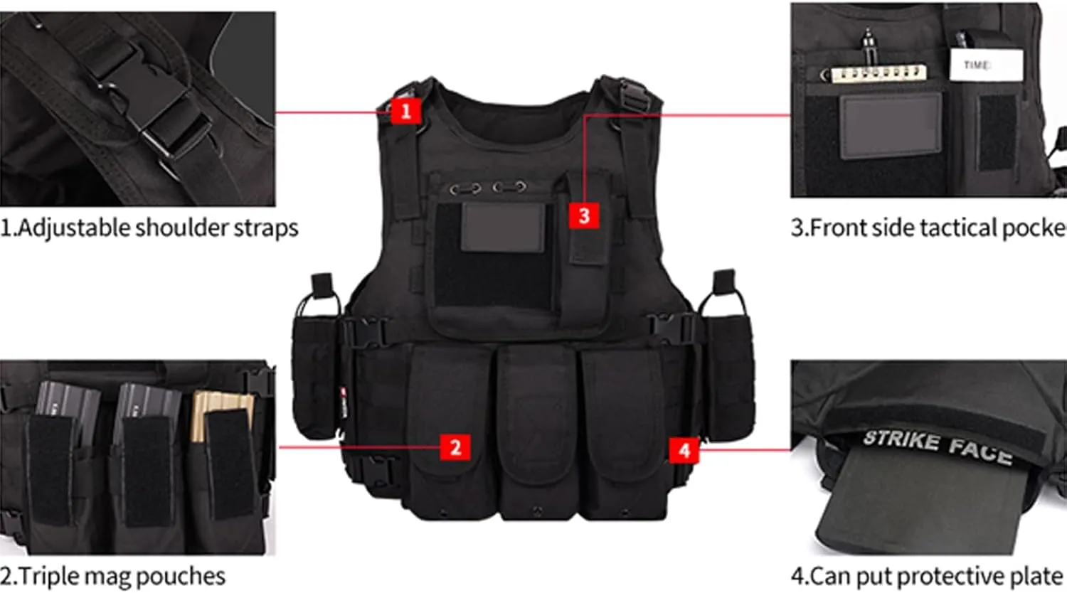 Tactical Airsoft Vest Outdoors CS Game Vest Adjustable Adult Suitable for Train