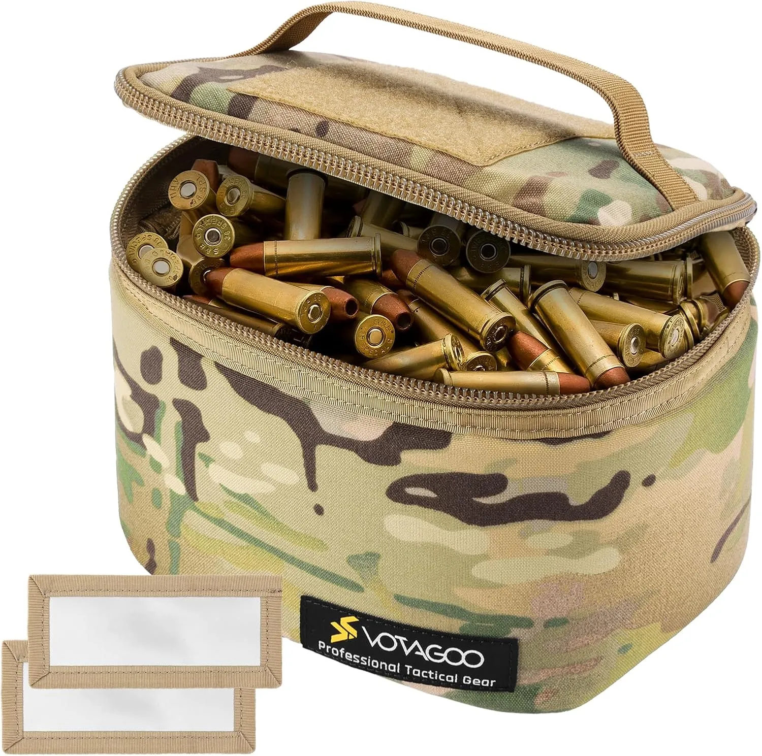 Tactical Ammo Bag, Detachable Inner Space Ammunition Carrier Pouch with ID Patches Ammos Transportation Bag for Pistol Rifle and Shotgun Range
