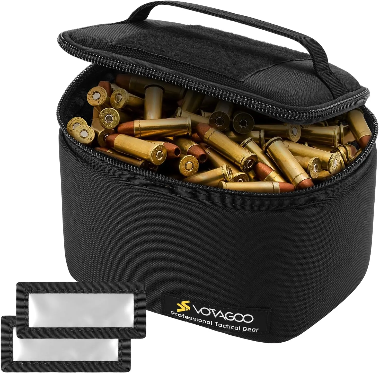 Tactical Ammo Bag, Detachable Inner Space Ammunition Carrier Pouch with ID Patches Ammos Transportation Bag for Pistol Rifle and Shotgun Range