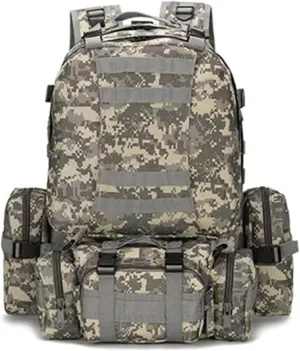 Tactical Backpack 50L, Molle Daypack Men, 4 in 1 Military Bag, Outdoor Sport Hiking Climbing Army Camping Bags