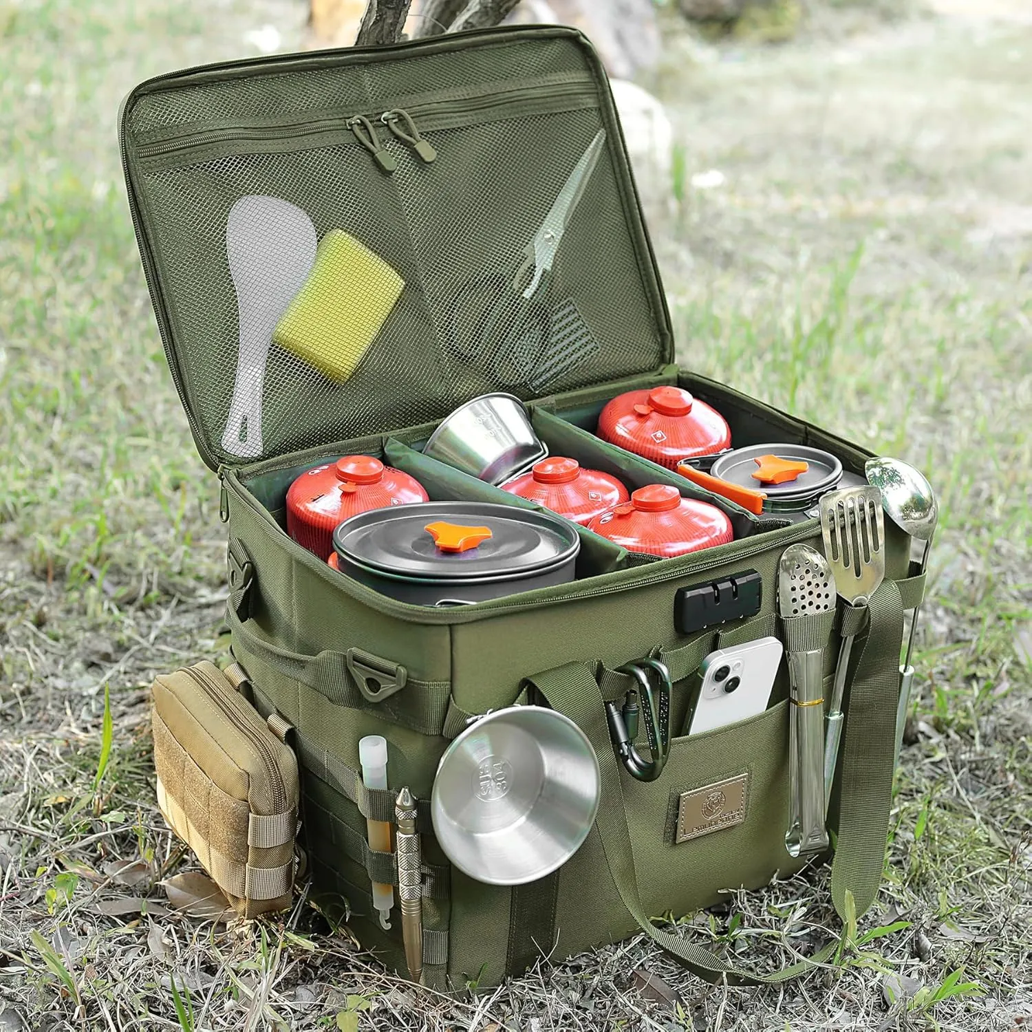 Tactical Camping Storage Bag - 38L Utility Tote Bag Organizer with Combination Lock and Shoulder Strap