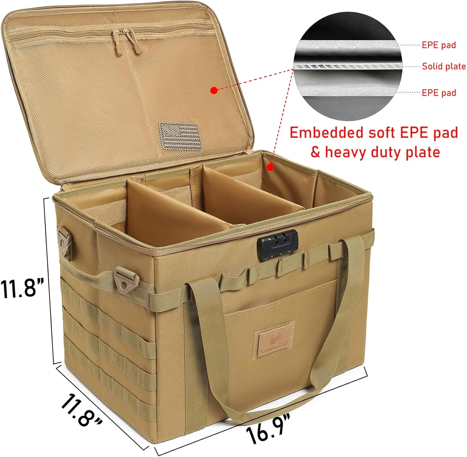 Tactical Camping Storage Bag - 38L Utility Tote Bag Organizer with Combination Lock and Shoulder Strap