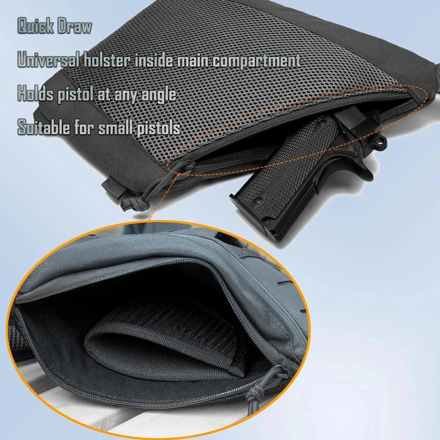 Tactical Chest Bag Mens Sling Backpack Pack Military Anti-Thief Shoulder Sling Bag With Gun Holster Patch