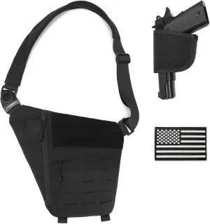 Tactical Chest Bag Mens Sling Backpack Pack Military Anti-Thief Shoulder Sling Bag With Gun Holster Patch