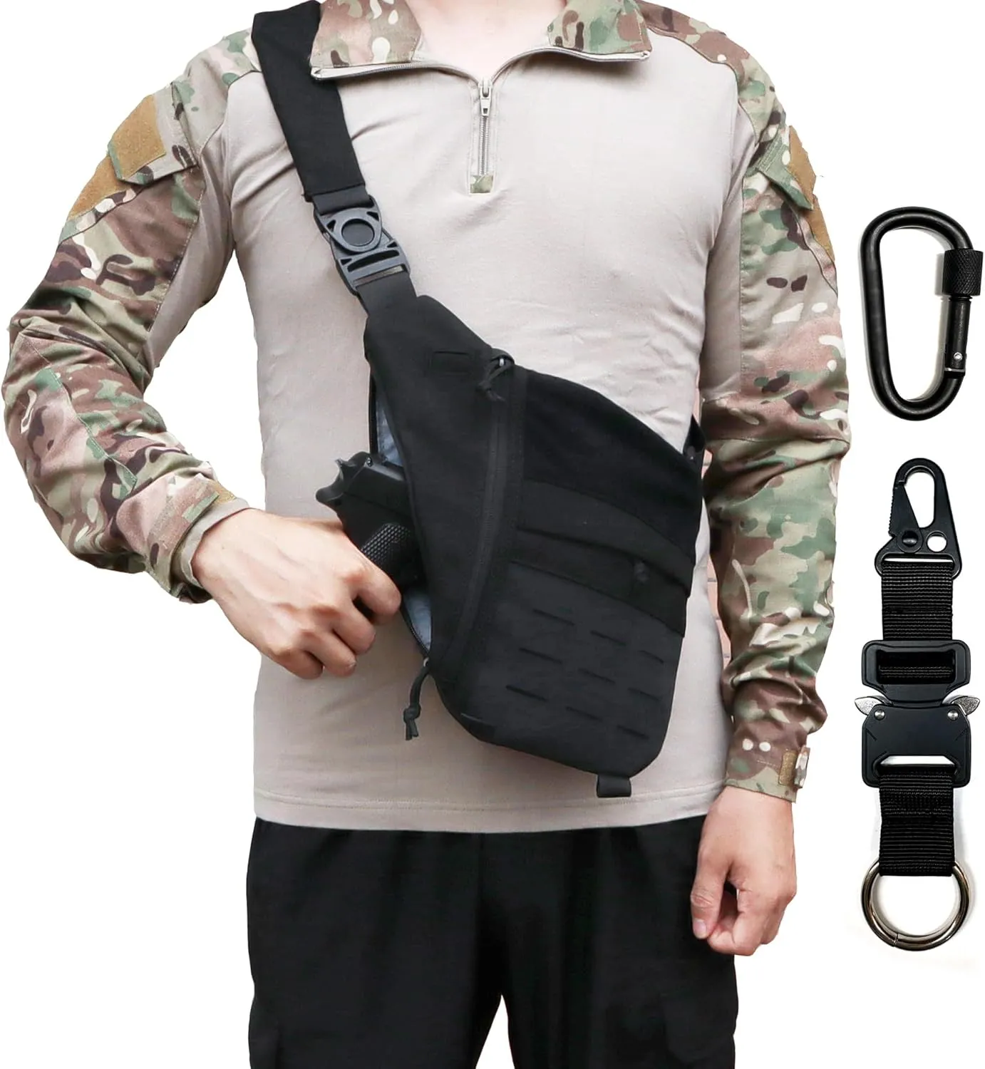 Tactical Crossbody Sling Bag for Men, Conceal Carry Gun Bag CCW Shoulder Chest Pack Valcen Personal Pocket Women