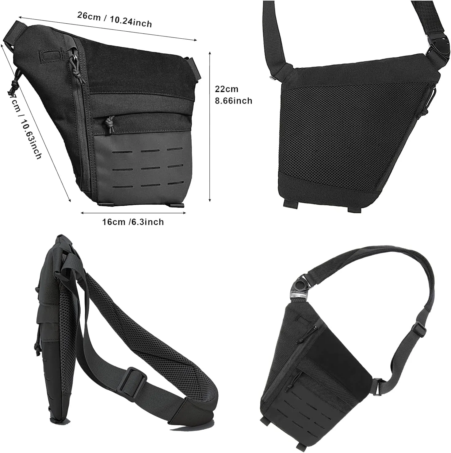 Tactical Crossbody Sling Bag for Men, Conceal Carry Gun Bag CCW Shoulder Chest Pack Valcen Personal Pocket Women