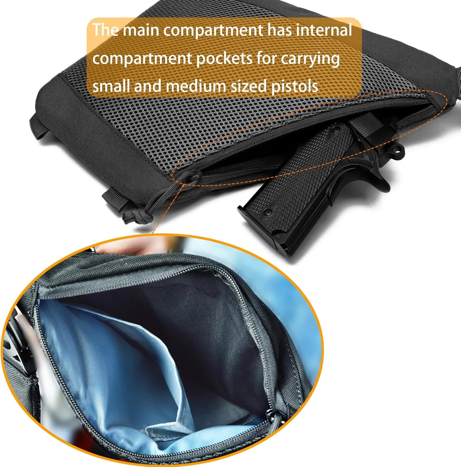 Tactical Crossbody Sling Bag for Men, Conceal Carry Gun Bag CCW Shoulder Chest Pack Valcen Personal Pocket Women