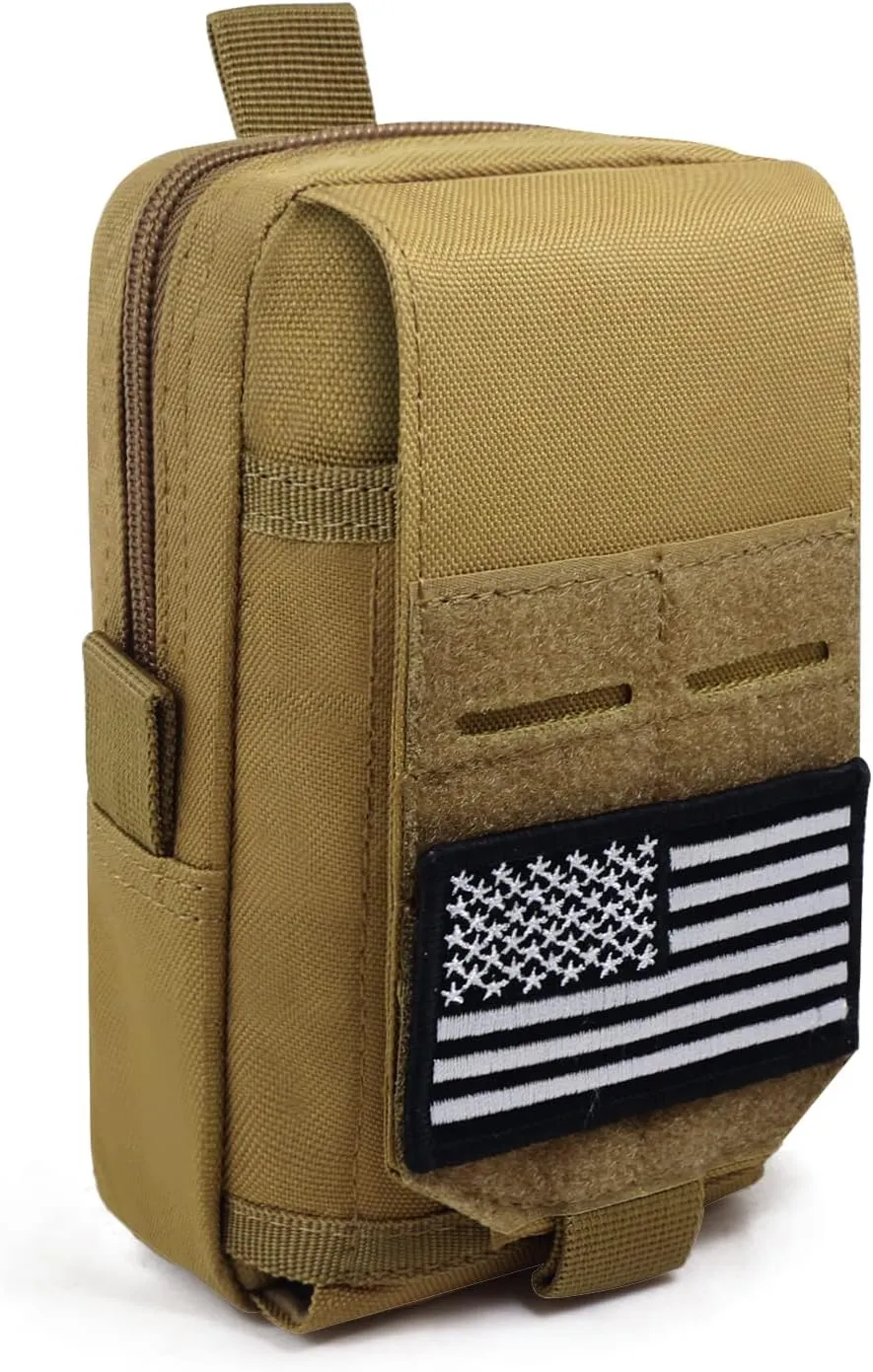 Tactical Molle Pouch, HAOMUK EDC Pouch Tactical Phone Holster Waist Pack Small Utility Pouch Organizer Vest Belt Accessories with Flag