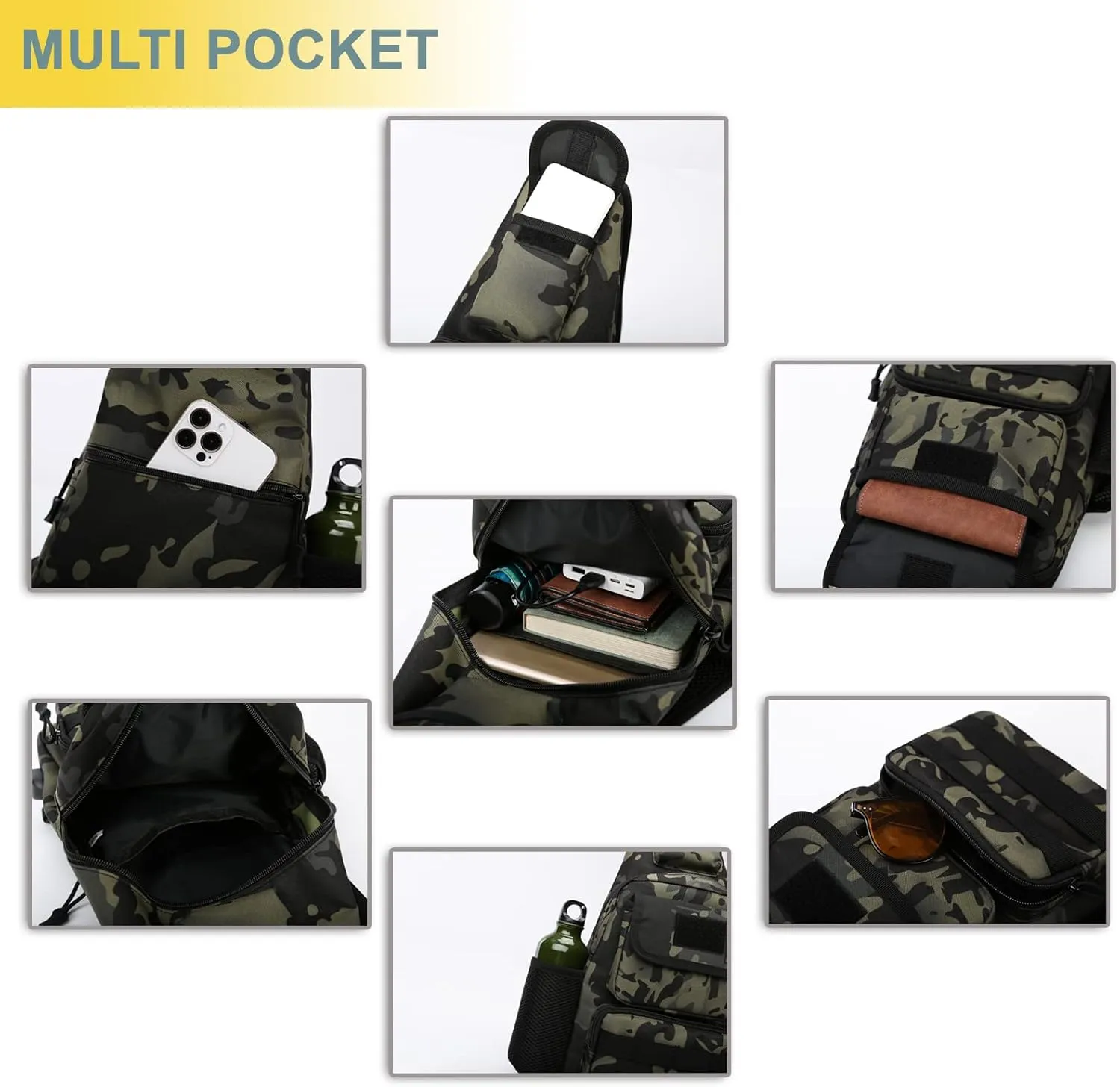 Tactical Shoulder Bag - 1000D Molle Military Backpack Outdoor Daypack Chest Pack(Black Z-M0CAI)