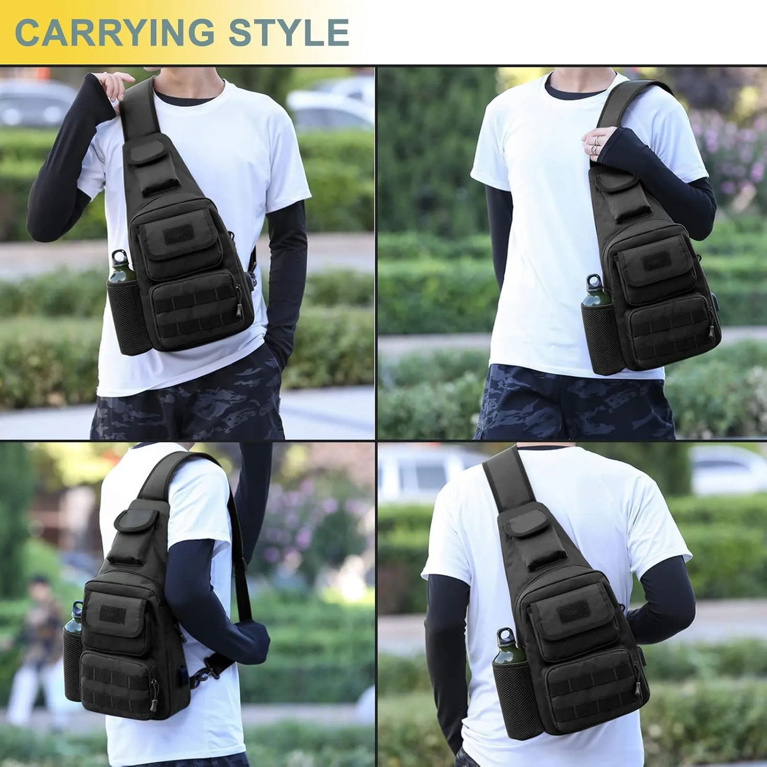 Tactical Shoulder Bag - 1000D Molle Military Backpack Outdoor Daypack Chest Pack(Black Z-M0CAI)
