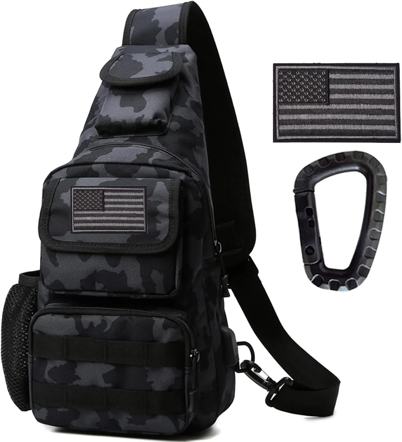 Tactical Shoulder Bag - 1000D Molle Military Backpack Outdoor Daypack Chest Pack(Black Z-M0CAI)