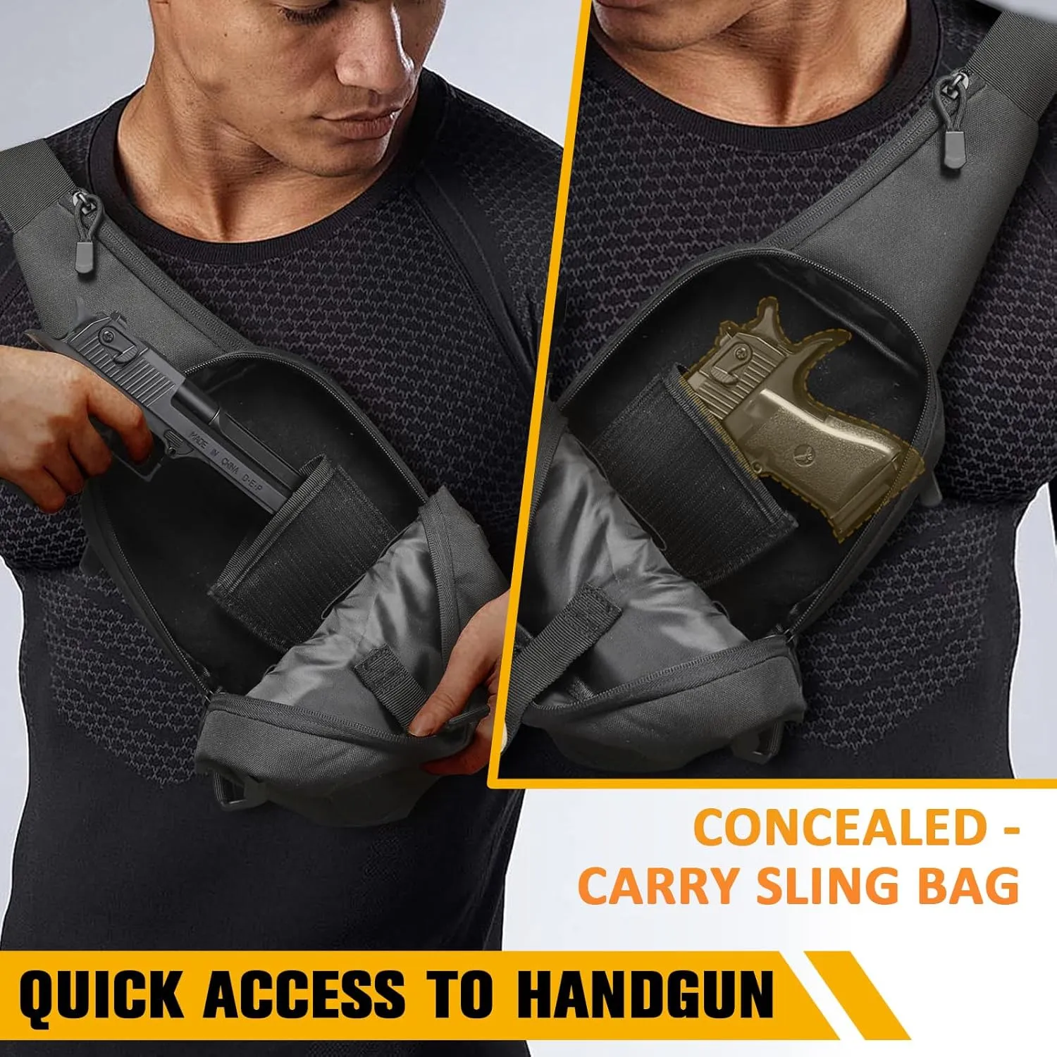 Tactical Sling Bag Concealed Carry Bag for Men, Small Tactical Crossbody Bags with CCW Holder EDC Military Shoulder Bags for Men - Black Camouflage