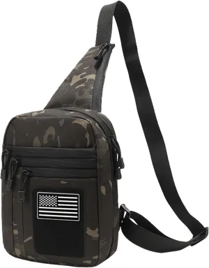 Tactical Sling Bag Concealed Carry Bag for Men, Small Tactical Crossbody Bags with CCW Holder EDC Military Shoulder Bags for Men - Black Camouflage