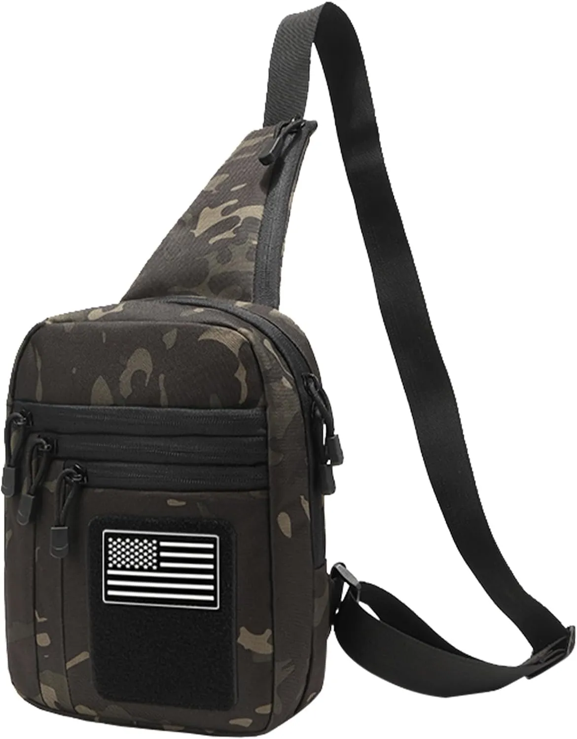Tactical Sling Bag Concealed Carry Bag for Men, Small Tactical Crossbody Bags with CCW Holder EDC Military Shoulder Bags for Men - Black Camouflage