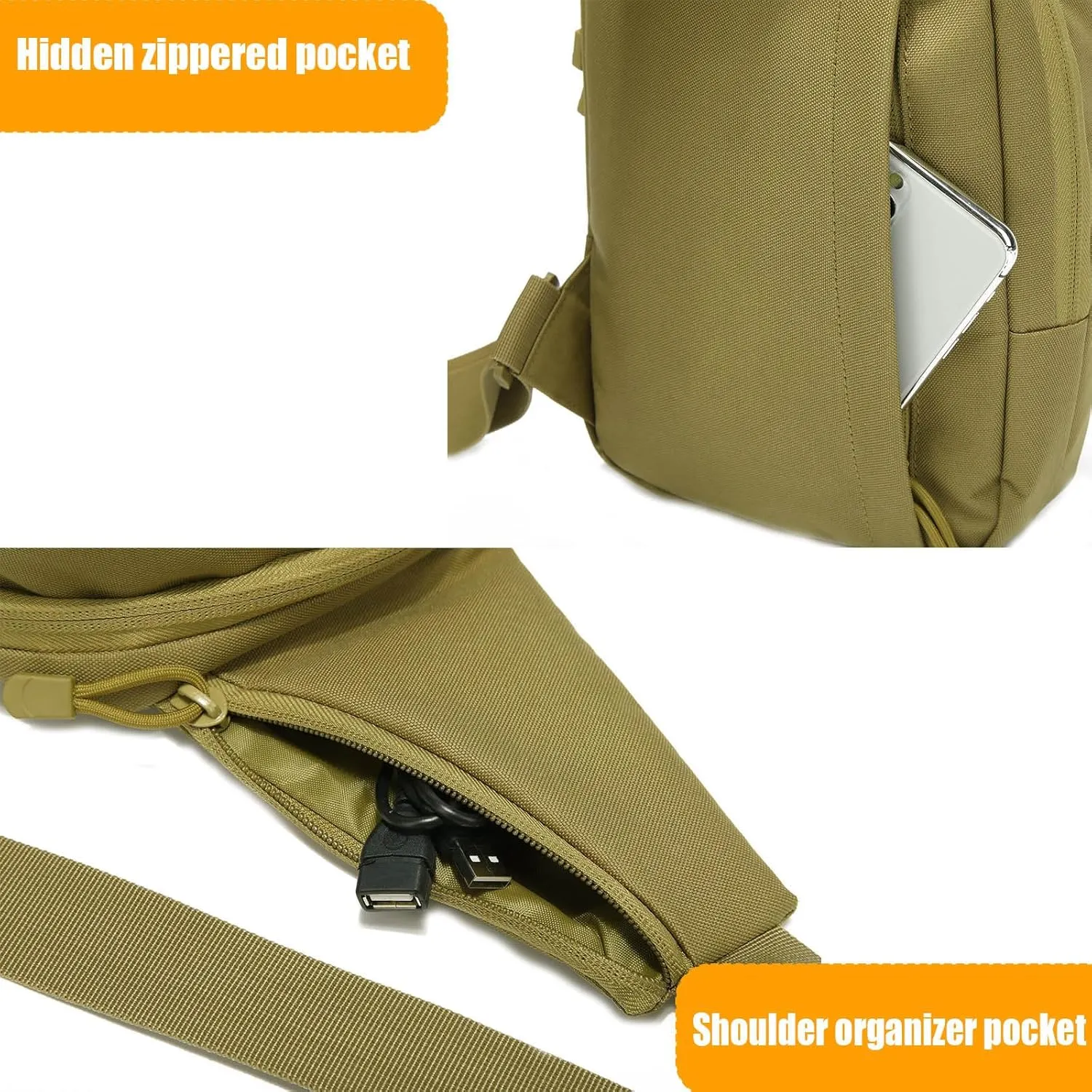 Tactical Sling Chest Bag Concealed Carry Bags with Gun Holder EDC Shoulder Crossbody Casual pack