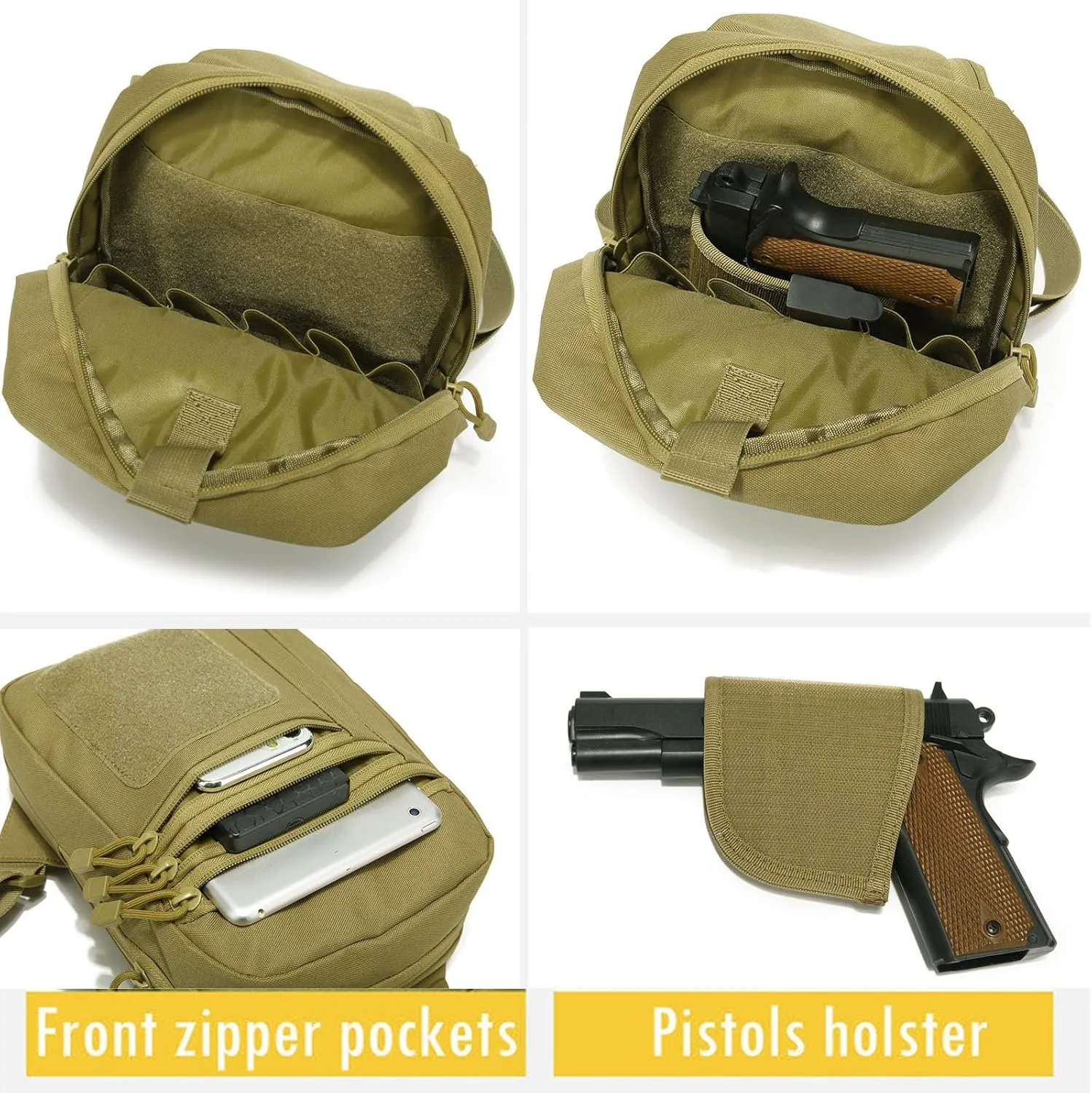 Tactical Sling Chest Bag Concealed Carry Bags with Gun Holder EDC Shoulder Crossbody Casual pack