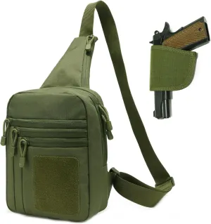 Tactical Sling Chest Bag Concealed Carry Bags with Gun Holder EDC Shoulder Crossbody Casual pack