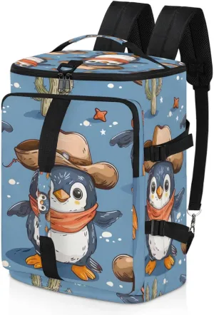 Tactical Sports Duffle Bag for Travel Waterproof Gym Bag with Shoe Compartment 48L Carry On Luggage for Men & Women 3-in-1 Durable Travel Luggage Funny Penguins