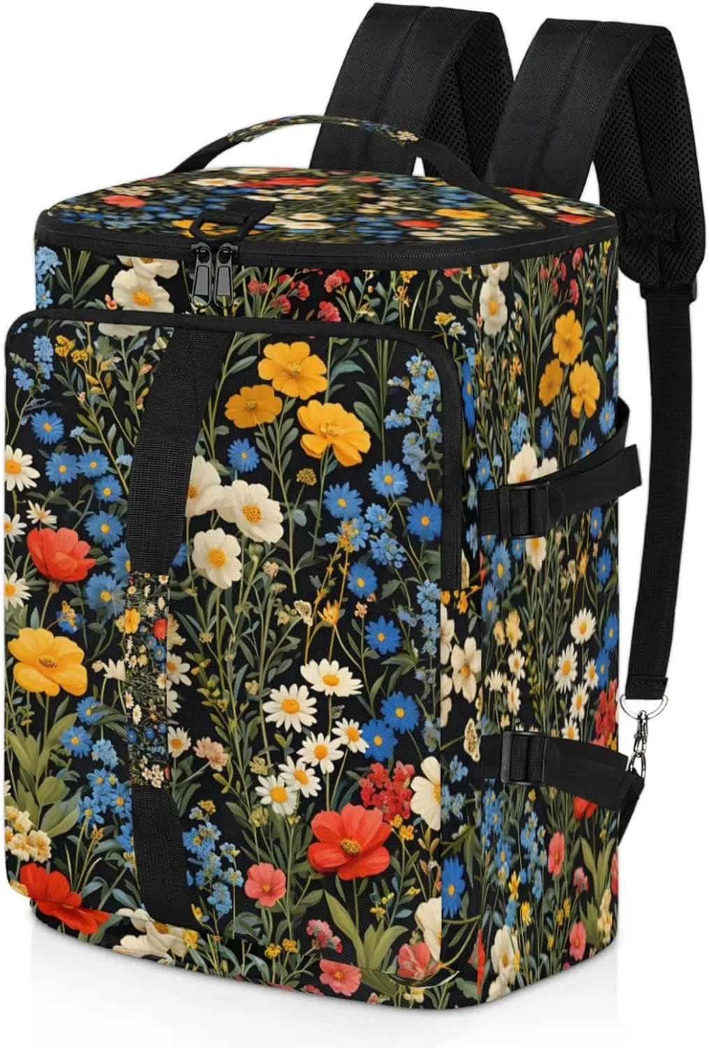 Tactical Sports Duffle Bag for Travel Waterproof Gym Bag with Shoe Compartment 48L Carry On Luggage for Men & Women 3-in-1 Durable Travel Luggage Patterned Small Flowers