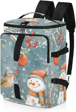 Tactical Sports Duffle Bag for Travel Waterproof Gym Bag with Shoe Compartment 48L Carry On Luggage for Men & Women 3-in-1 Durable Travel Luggage Snowman Bird Winter