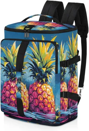 Tactical Sports Duffle Bag for Travel Waterproof Gym Bag with Shoe Compartment 48L Carry On Luggage for Men & Women 3-in-1 Durable Travel Luggage Summer Fruit Pineapple