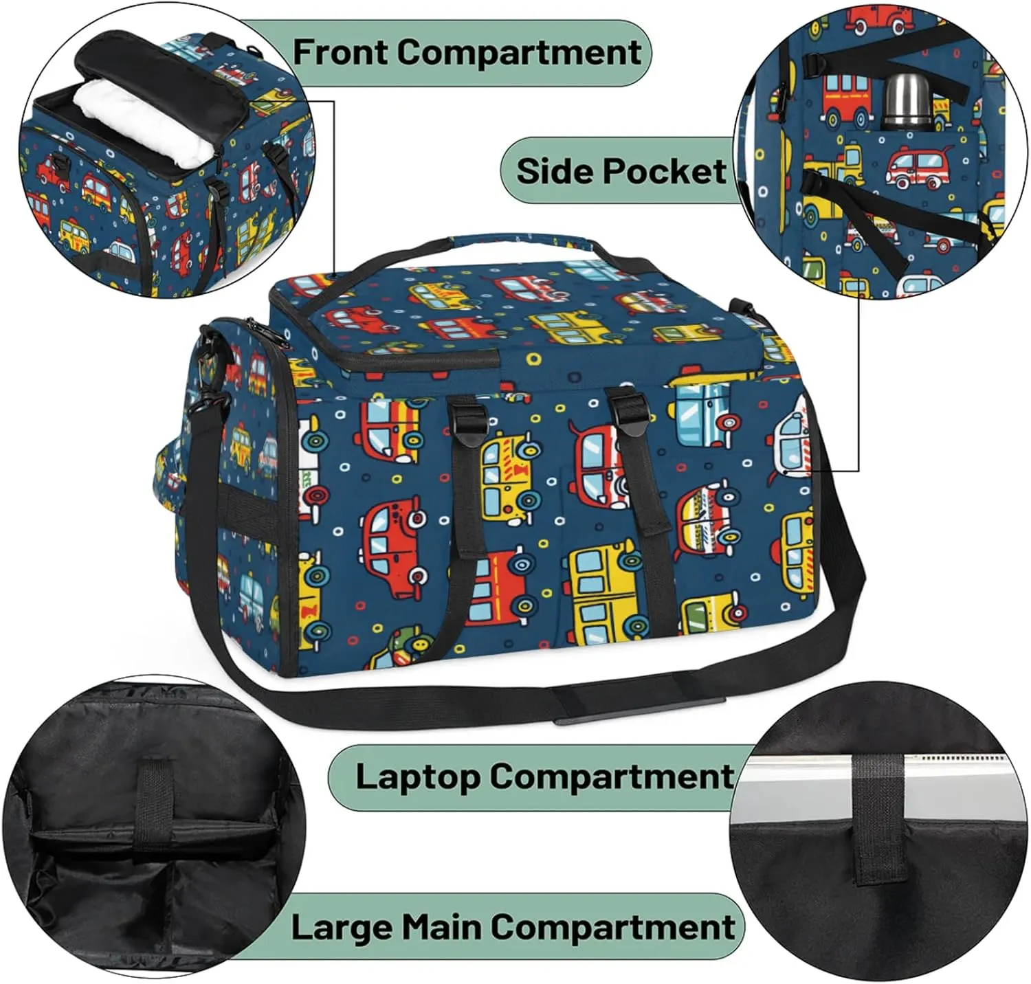 Tactical Sports Duffle Bag for Travel Waterproof Gym Bag with Shoe Compartment 48L Carry On Luggage for Men & Women 3-in-1 Durable Travel Luggage Vehicles Cars