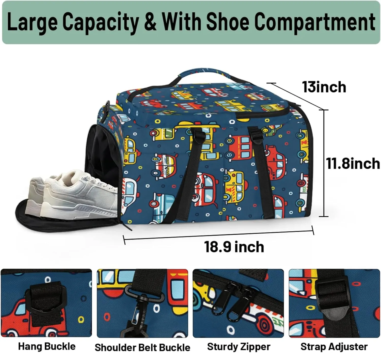 Tactical Sports Duffle Bag for Travel Waterproof Gym Bag with Shoe Compartment 48L Carry On Luggage for Men & Women 3-in-1 Durable Travel Luggage Vehicles Cars