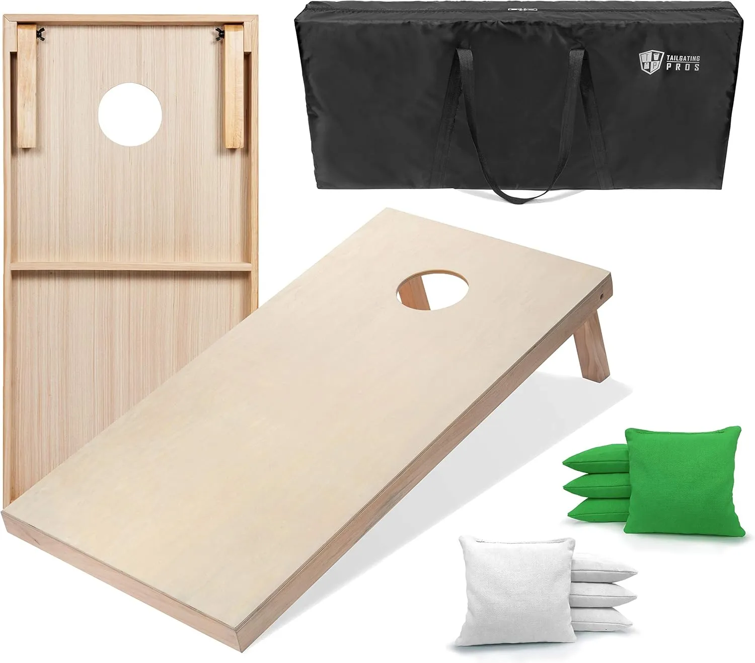 Tailgating Pros 4'x2' & 3'x2' Premium Cornhole Boards w/Carrying Case & Set of 8 All Weather Cornhole Bags