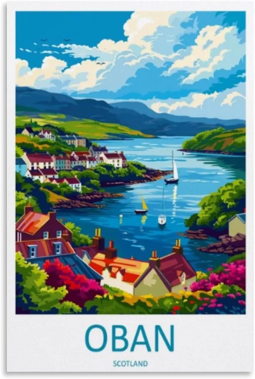 TAMKERR Oban Travel Print Canvas Posters Painting Wall Art Home Decor Unframe12x18inch(30x45cm)