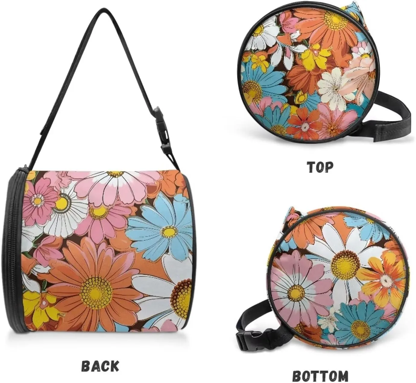 Tattered Flower Pattern Paper Towel Storage Bag Round Toilet Paper Dust Cover Adjustable Shoulder Strap Portable Camping Toilet Paper Pack Suitable for Home Kitchen Bathroom