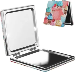 Teacups Cupcake Women Small Pocket Makeup Mirror Compact Portable Folding Handheld Makeup Mirror
