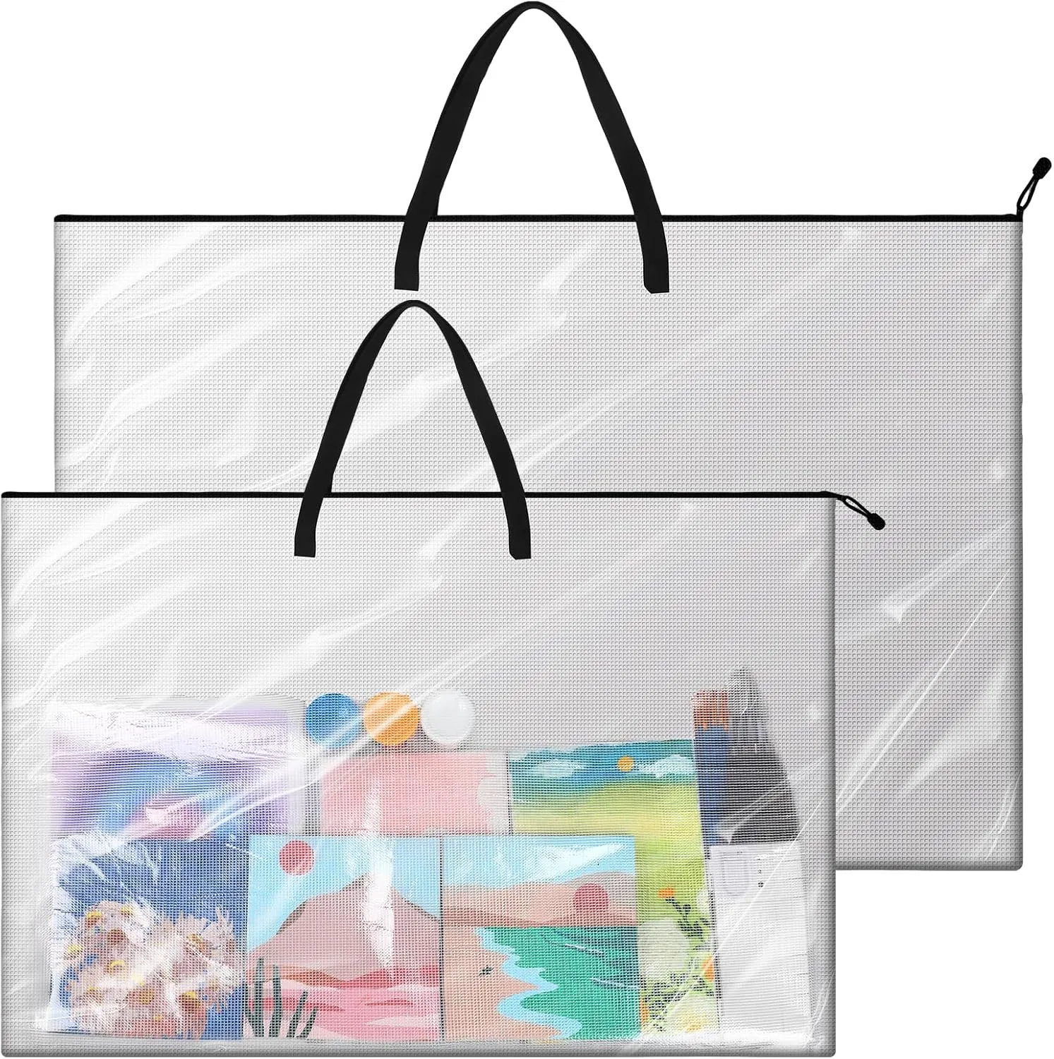 Tenceur 2 Pcs Art Portfolio Case 36 x 48 Inch and 24 x 36 inch Large Poster Storage Bag Portfolio Folder PVC Art Portfolio Container Bulletin Board Storage Box for Poster Scrapbook Keepsake