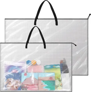 Tenceur 2 Pcs Art Portfolio Case 36 x 48 Inch and 24 x 36 inch Large Poster Storage Bag Portfolio Folder PVC Art Portfolio Container Bulletin Board Storage Box for Poster Scrapbook Keepsake