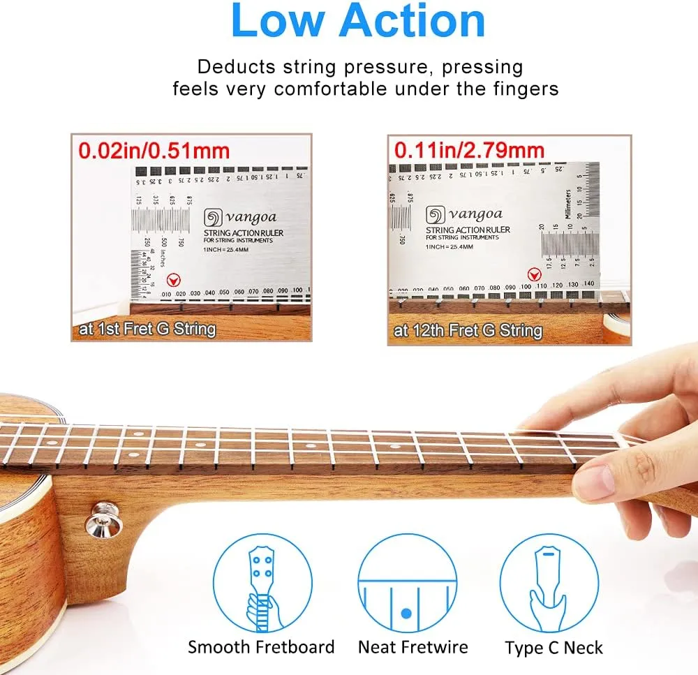 Tenor Ukulele 26 Inch Mahogany Professional Acoustic Ukelele Four String Wooden Hawaiian Uke Beginner Kit Ukuleles Bundle for Adult Starter Kit, by Vangoa