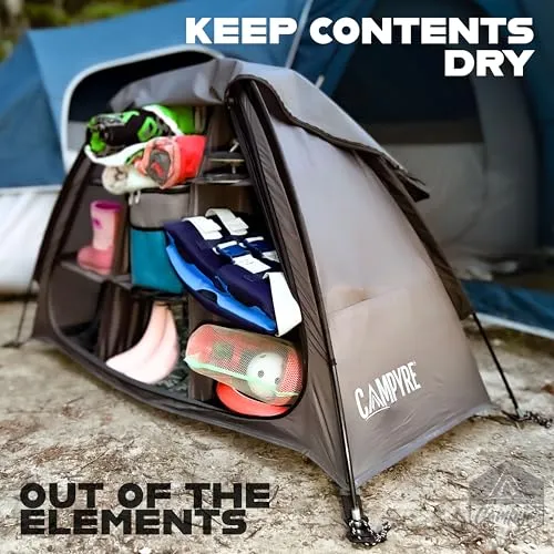 Tent & RV Camping Organizer with Zippered Flap-9-Shelf Storage