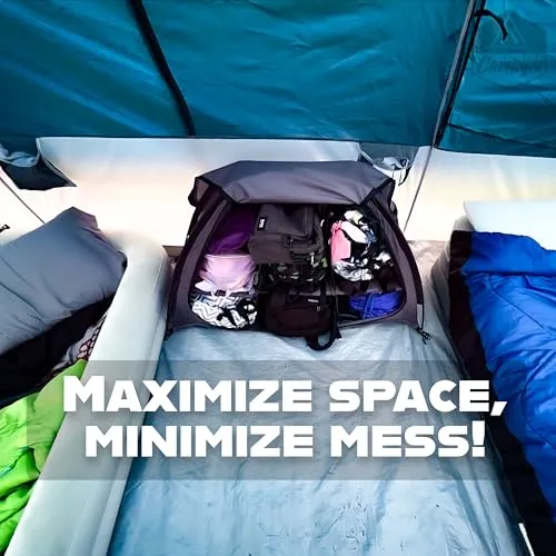 Tent & RV Camping Organizer with Zippered Flap-9-Shelf Storage