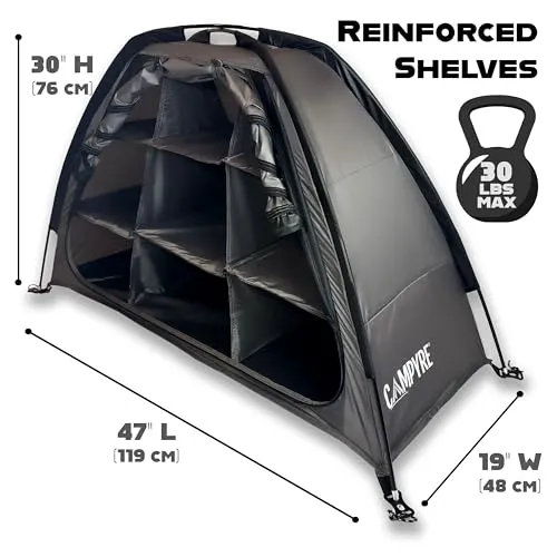 Tent & RV Camping Organizer with Zippered Flap-9-Shelf Storage